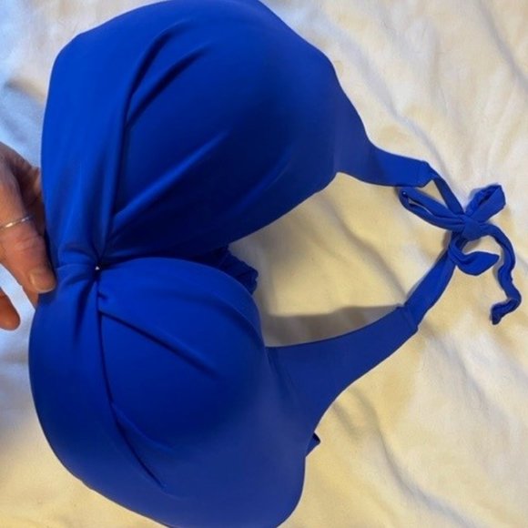 H2oh Halter top bikini in Pacific Blue, worn ONCE! molded cups 32-40 DD-E - Picture 1 of 9